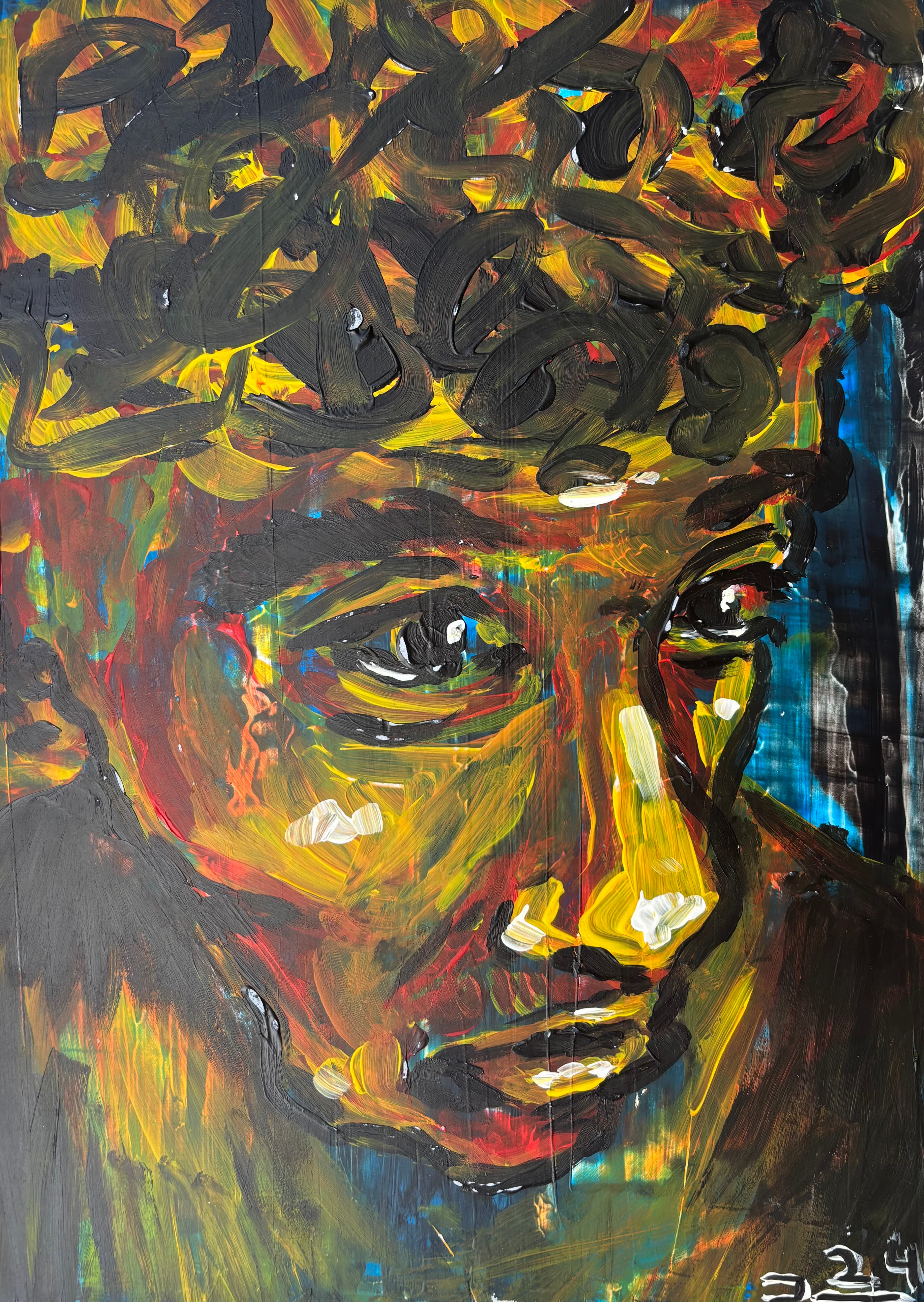 Self portrait | 2024 | 25x20 | Acrylics on paper