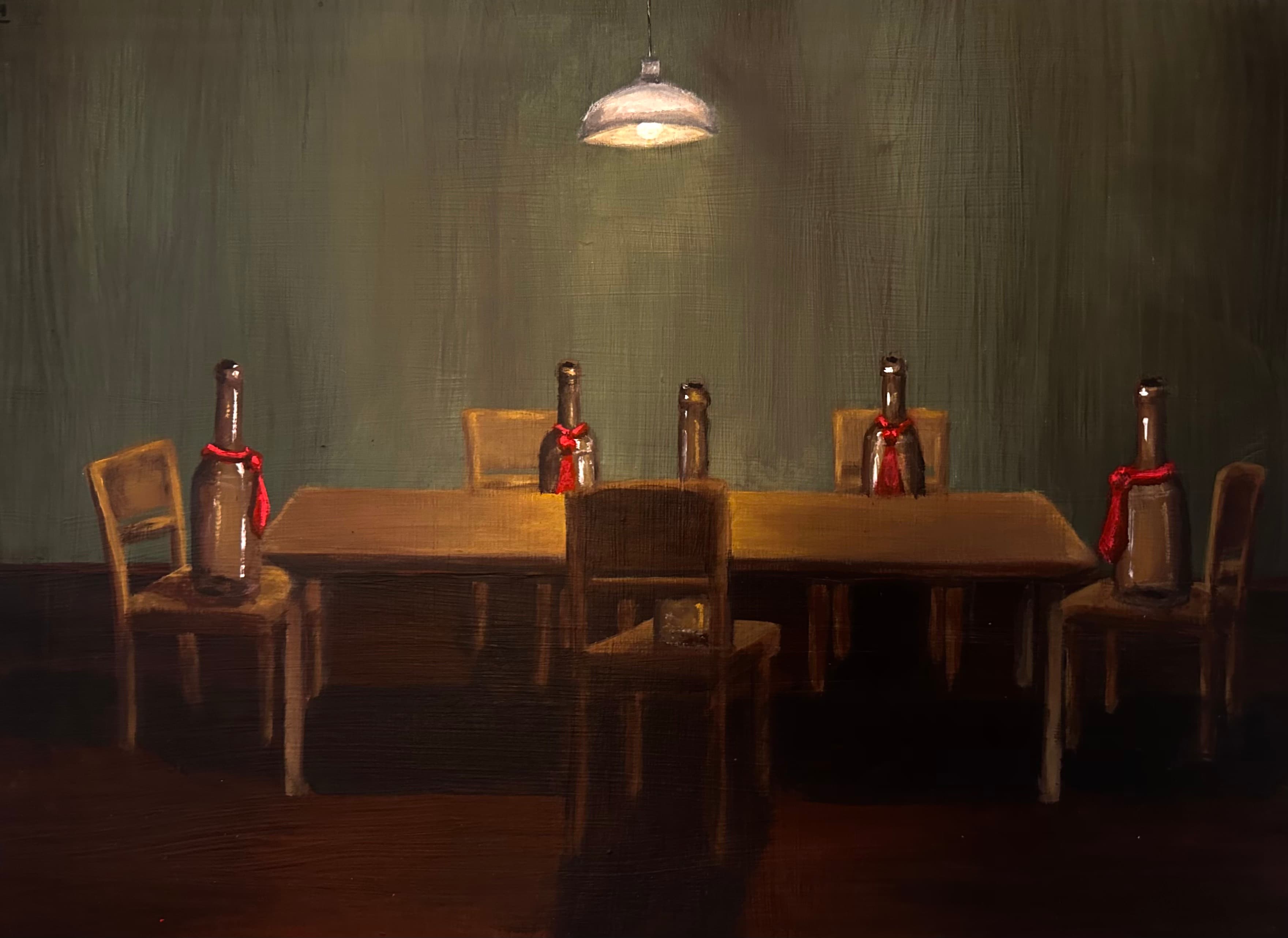 Brown bottles' secret meeting | 2024 | 29,7x42 | Acrylics on paper